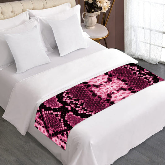 Pink Python Snakeskin Print Bed Runner
