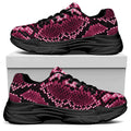 Pink Python Snakeskin Print Black Chunky Shoes