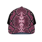 Pink Python Snakeskin Print Black Mesh Trucker Cap