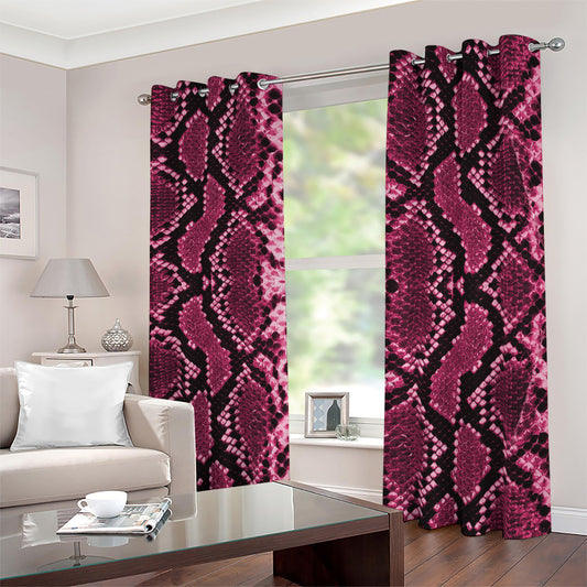 Pink Python Snakeskin Print Blackout Grommet Curtains