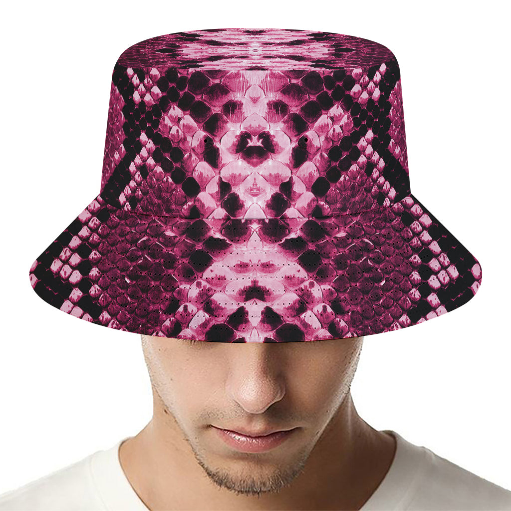 Pink Python Snakeskin Print Bucket Hat