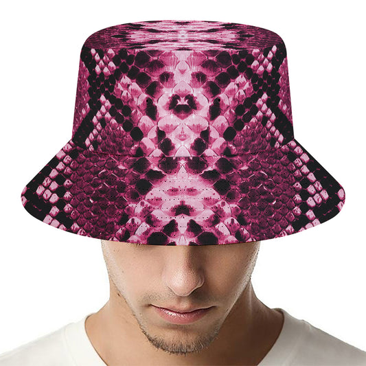 Pink Python Snakeskin Print Bucket Hat