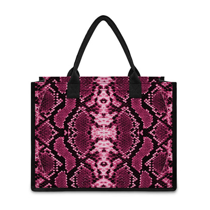 Pink Python Snakeskin Print Canvas Tote Bag