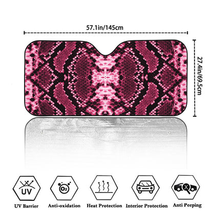 Pink Python Snakeskin Print Car Windshield Sun Shade