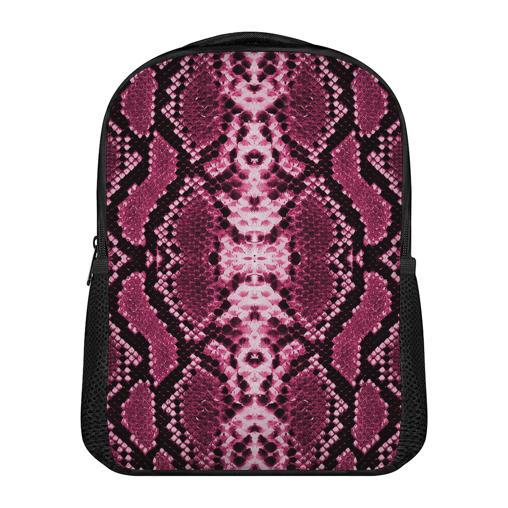 Pink Python Snakeskin Print Casual Backpack