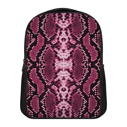 Pink Python Snakeskin Print Casual Backpack