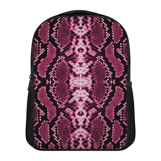 Pink Python Snakeskin Print Casual Backpack
