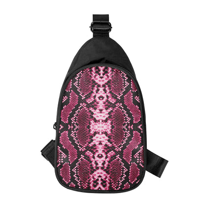 Pink Python Snakeskin Print Chest Bag