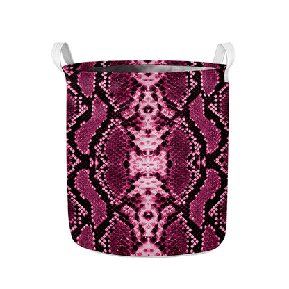 Pink Python Snakeskin Print Collapsible Laundry Basket
