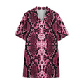 Pink Python Snakeskin Print Cotton Hawaiian Shirt