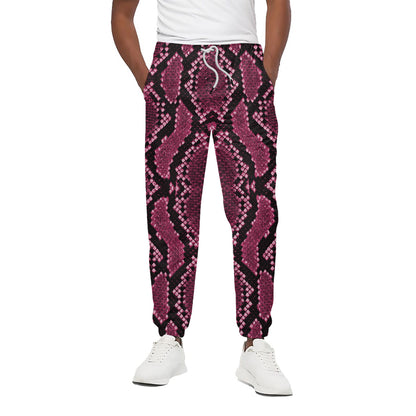 Pink Python Snakeskin Print Cotton Pants