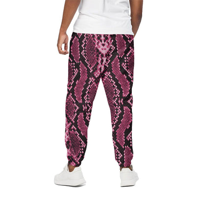 Pink Python Snakeskin Print Cotton Pants