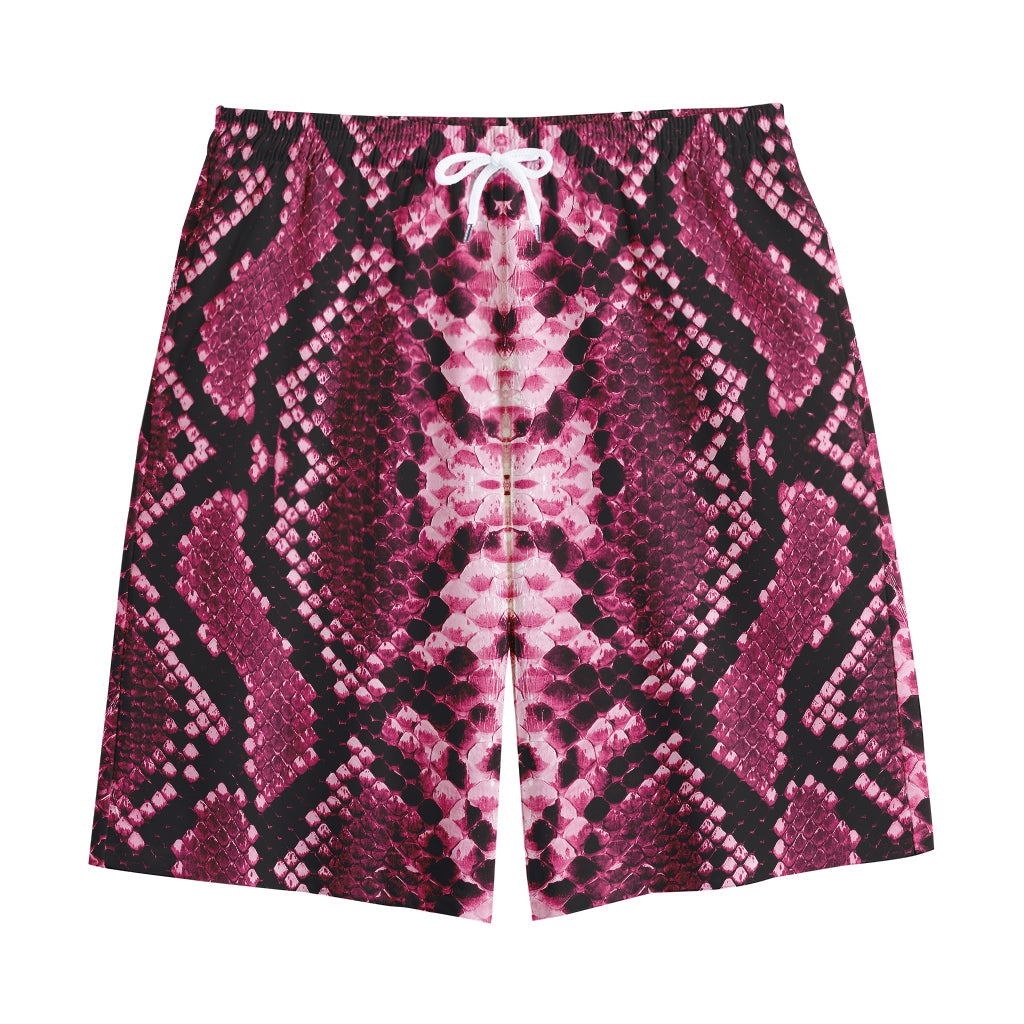 Pink Python Snakeskin Print Cotton Shorts