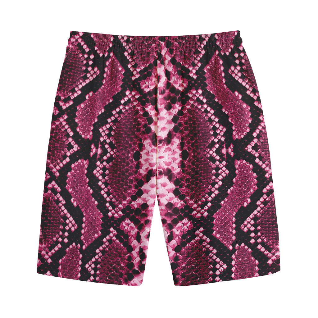 Pink Python Snakeskin Print Cotton Shorts