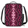 Pink Python Snakeskin Print Crossbody Lunch Bag