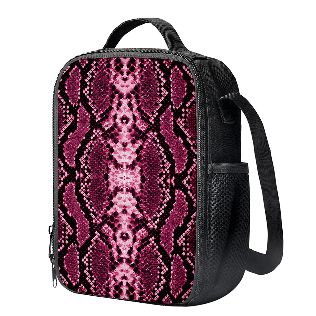 Pink Python Snakeskin Print Crossbody Lunch Bag