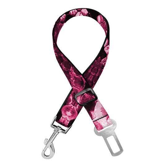 Pink Python Snakeskin Print Dog Seat Belt