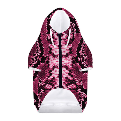 Pink Python Snakeskin Print Dog Zip Up Hoodie