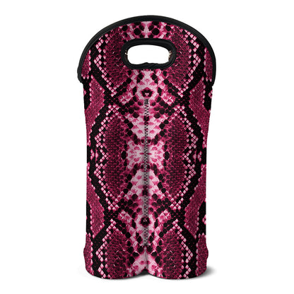 Pink Python Snakeskin Print Double Neoprene Wine Tote
