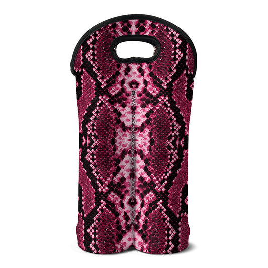 Pink Python Snakeskin Print Double Neoprene Wine Tote