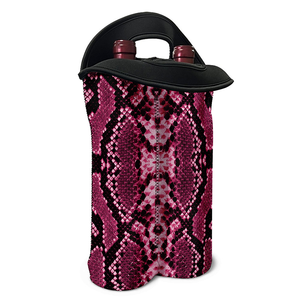 Pink Python Snakeskin Print Double Neoprene Wine Tote
