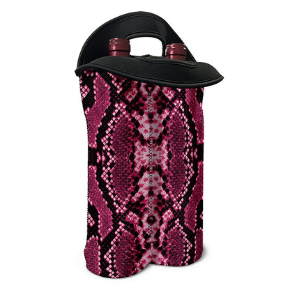 Pink Python Snakeskin Print Double Neoprene Wine Tote