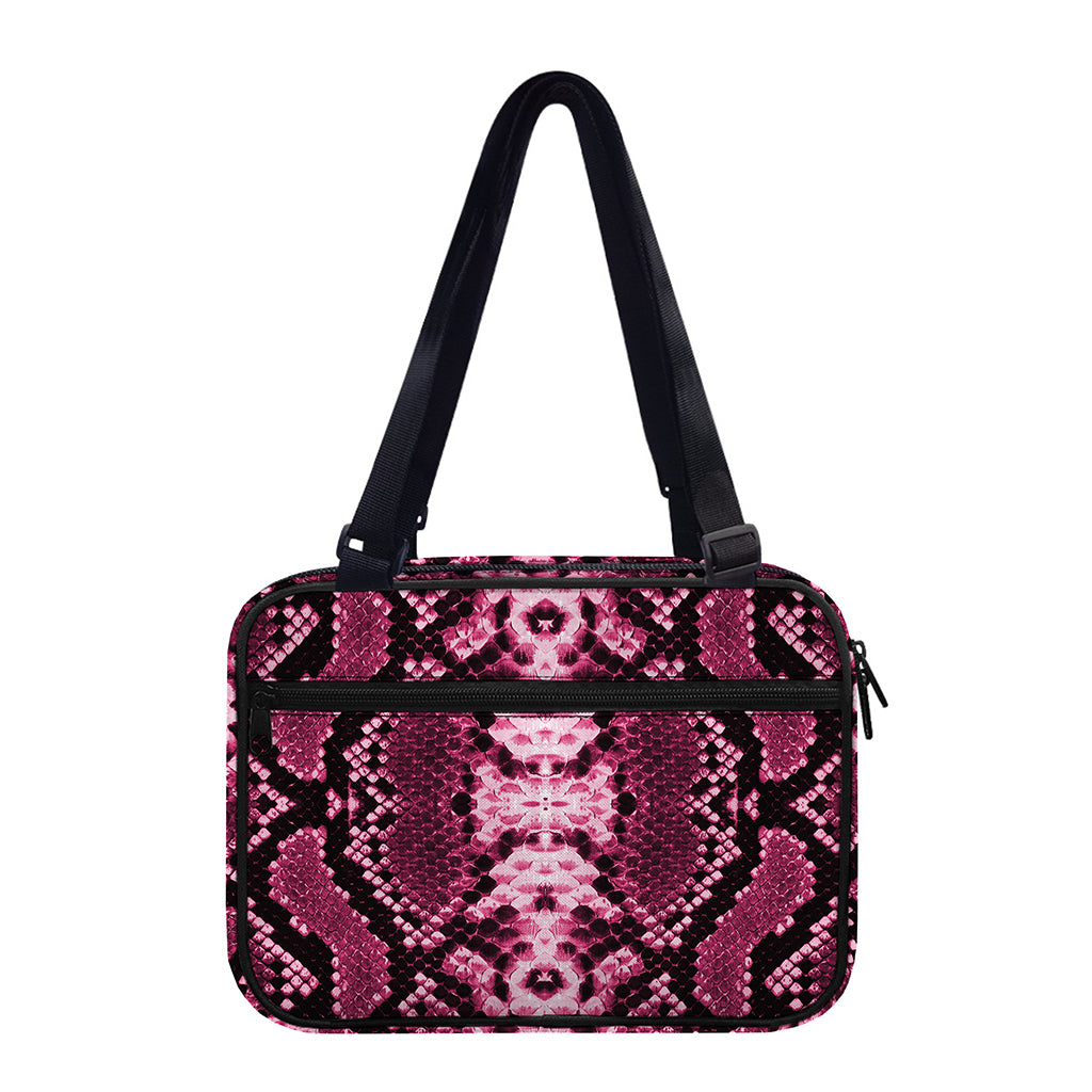 Pink Python Snakeskin Print Double Strap Bible Bag