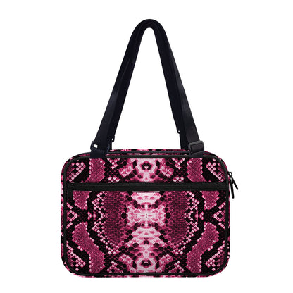 Pink Python Snakeskin Print Double Strap Bible Bag
