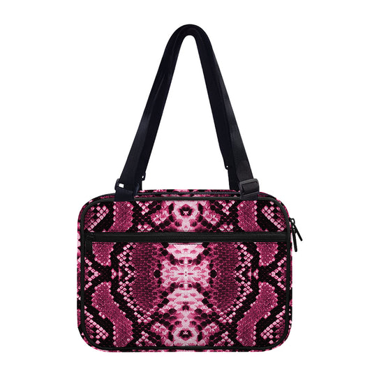 Pink Python Snakeskin Print Double Strap Bible Bag
