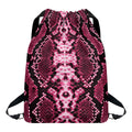 Pink Python Snakeskin Print Drawstring Backpack