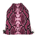 Pink Python Snakeskin Print Drawstring Bag