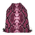 Pink Python Snakeskin Print Drawstring Bag