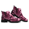 Pink Python Snakeskin Print Flat Ankle Boots