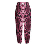 Pink Python Snakeskin Print Fleece Lined Knit Pants