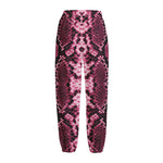 Pink Python Snakeskin Print Fleece Lined Knit Pants