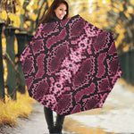 Pink Python Snakeskin Print Foldable Umbrella