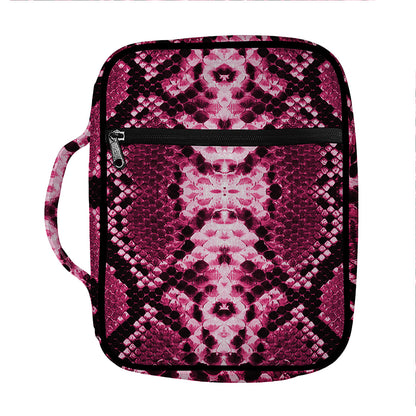 Pink Python Snakeskin Print Front Pocket Bible Bag