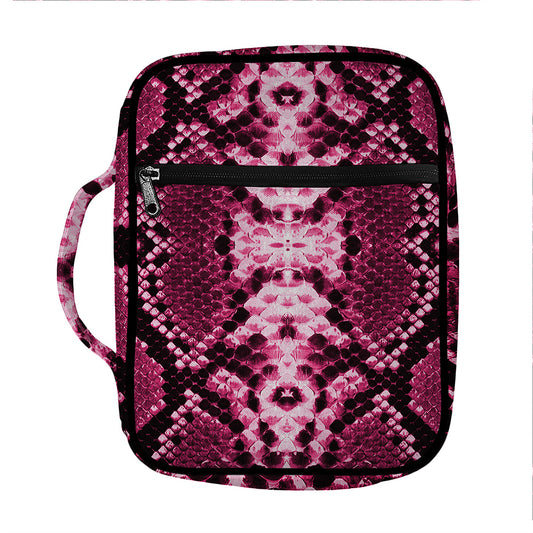 Pink Python Snakeskin Print Front Pocket Bible Bag