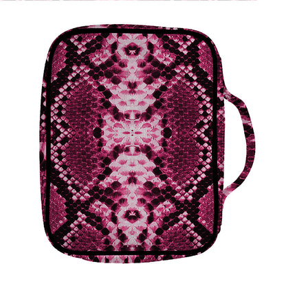 Pink Python Snakeskin Print Front Pocket Bible Bag