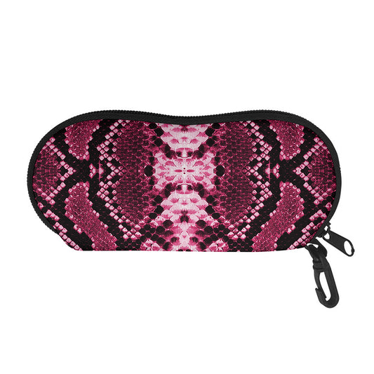Pink Python Snakeskin Print Glasses Case