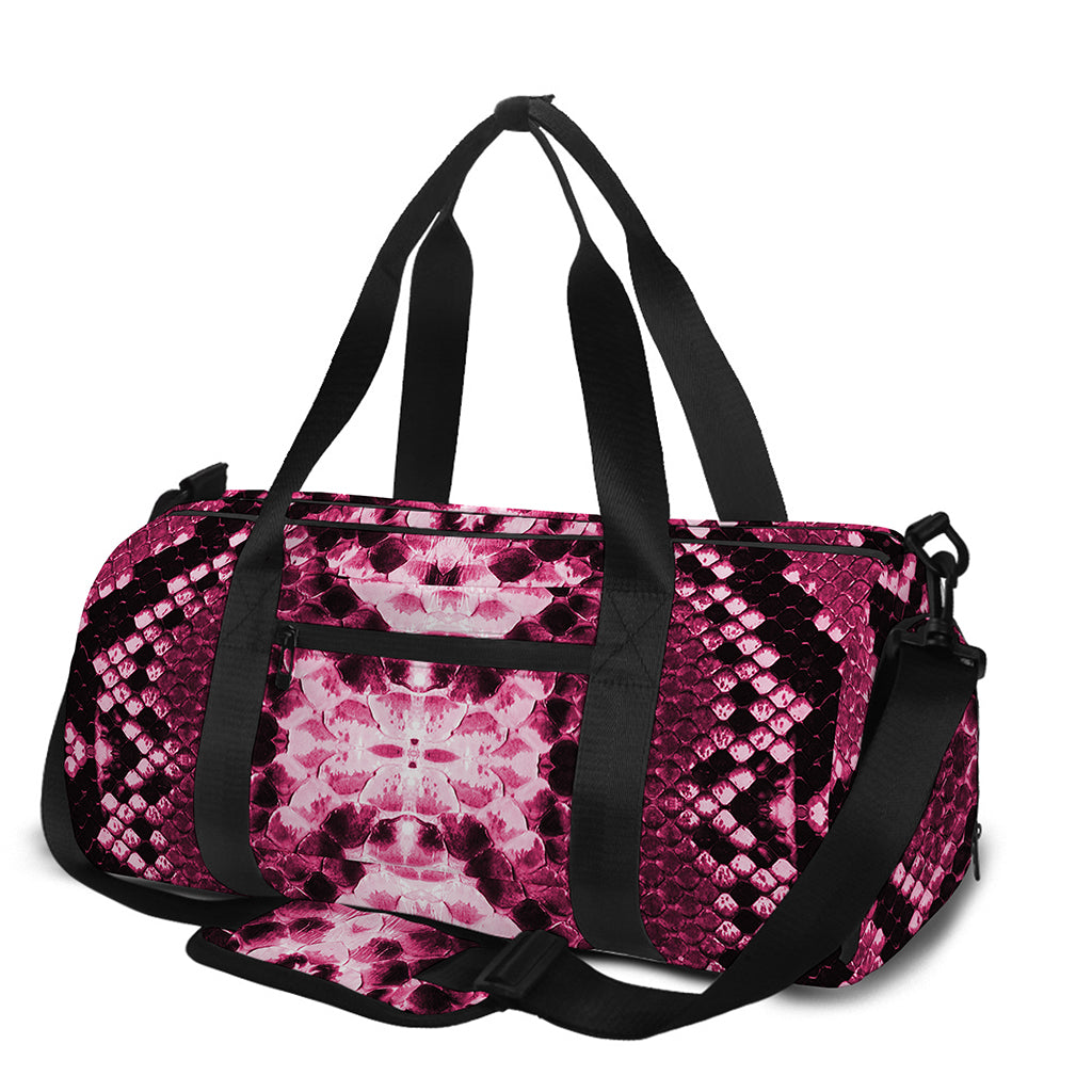 Pink Python Snakeskin Print Gym Bag
