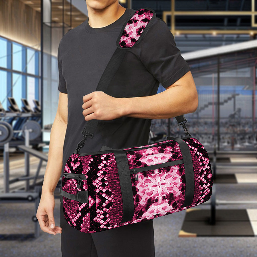 Pink Python Snakeskin Print Gym Bag