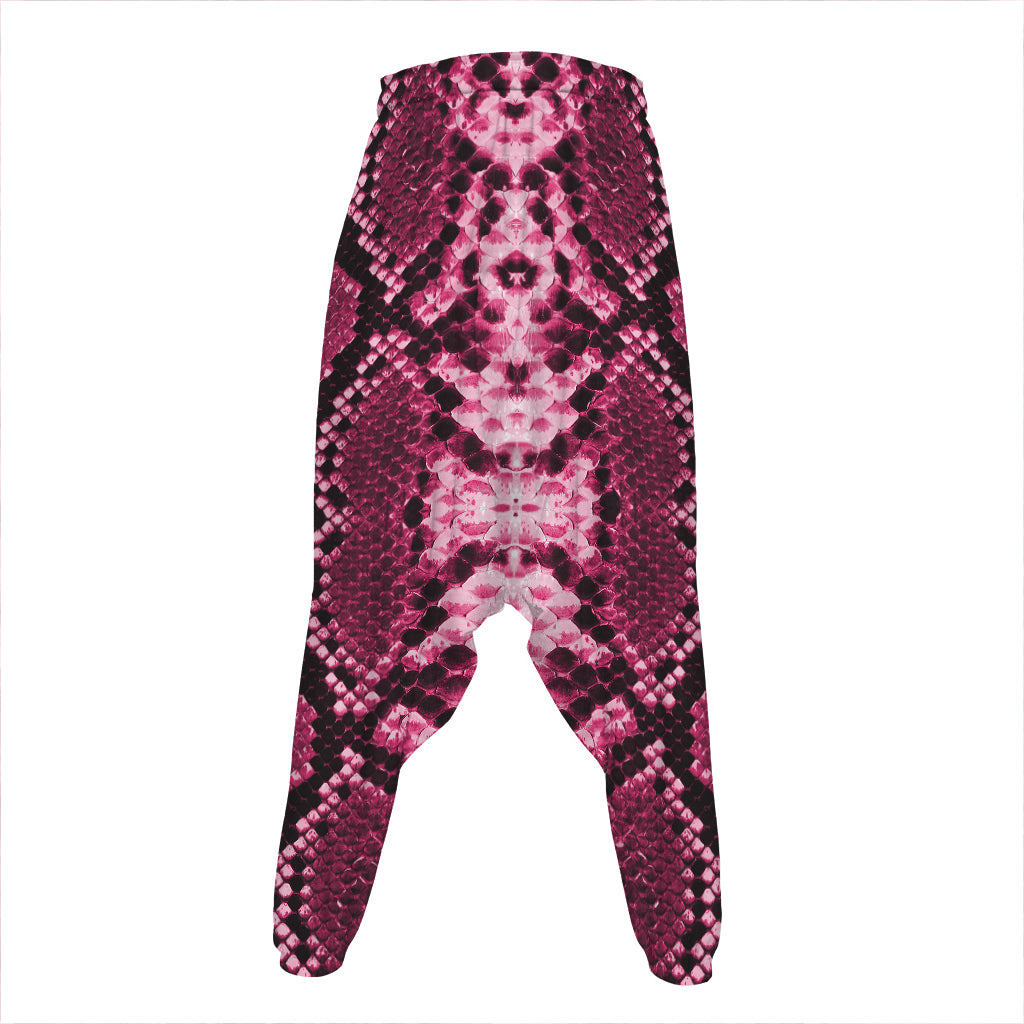 Pink Python Snakeskin Print Hammer Pants