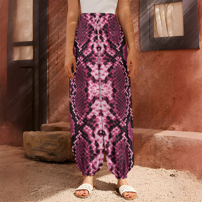 Pink Python Snakeskin Print Harem Pants