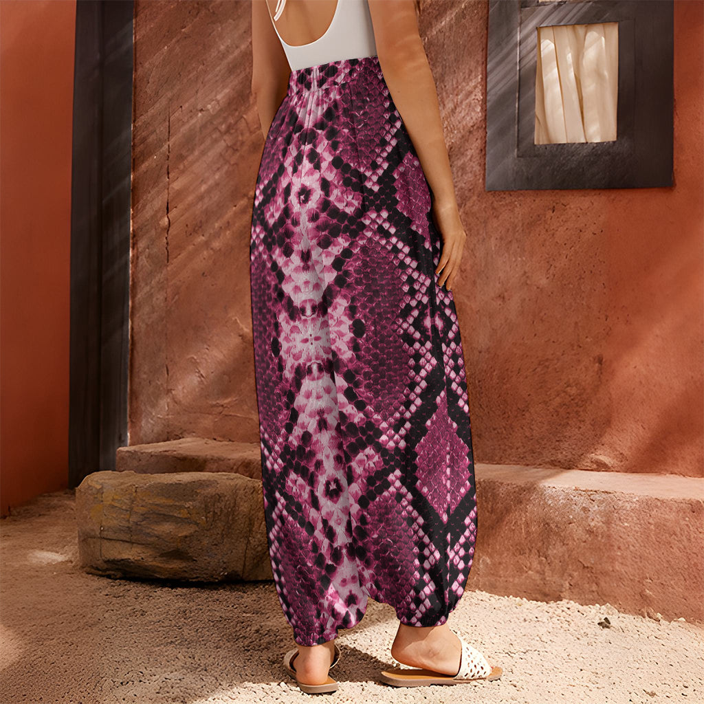 Pink Python Snakeskin Print Harem Pants