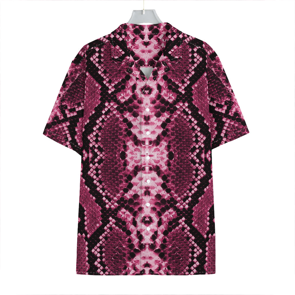 Pink Python Snakeskin Print Hawaiian Shirt