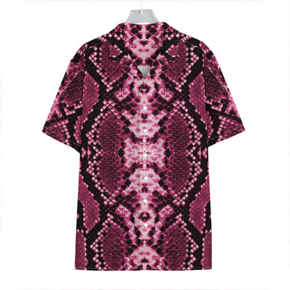 Pink Python Snakeskin Print Hawaiian Shirt