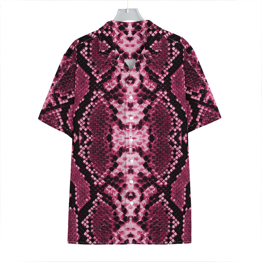 Pink Python Snakeskin Print Hawaiian Shirt