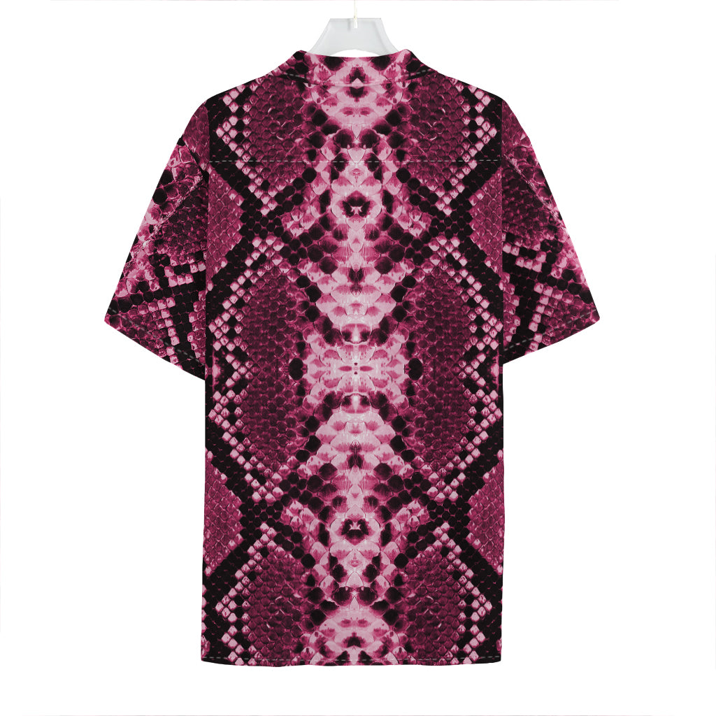 Pink Python Snakeskin Print Hawaiian Shirt