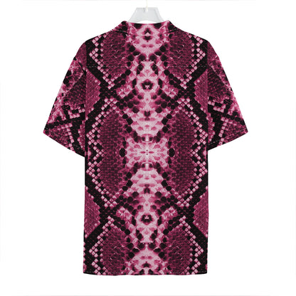 Pink Python Snakeskin Print Hawaiian Shirt